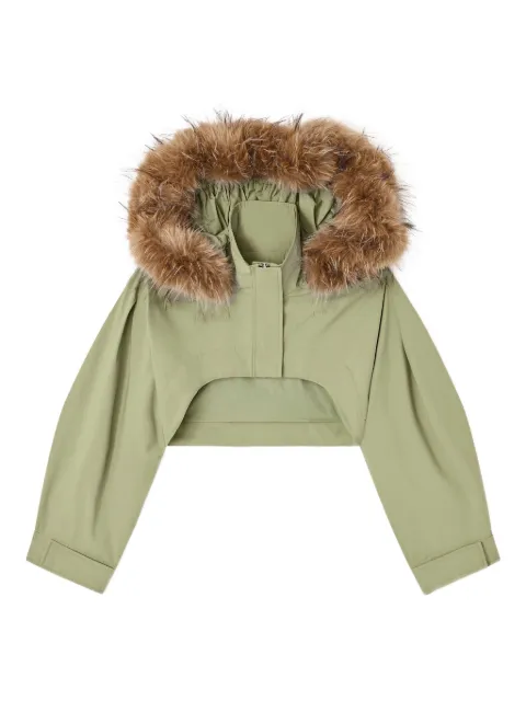 GANNI fur-trimmed cropped jacket
