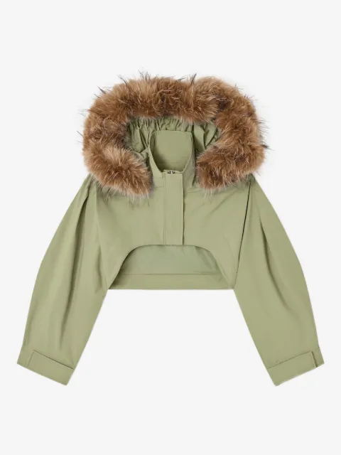GANNI cropped jakke med pelskant