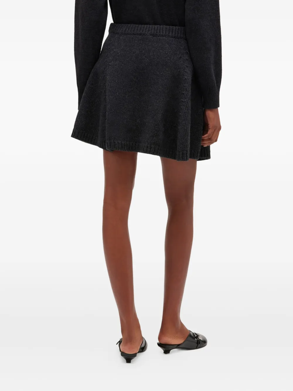 Ganni Knitted Flared Mini Skirt In Black