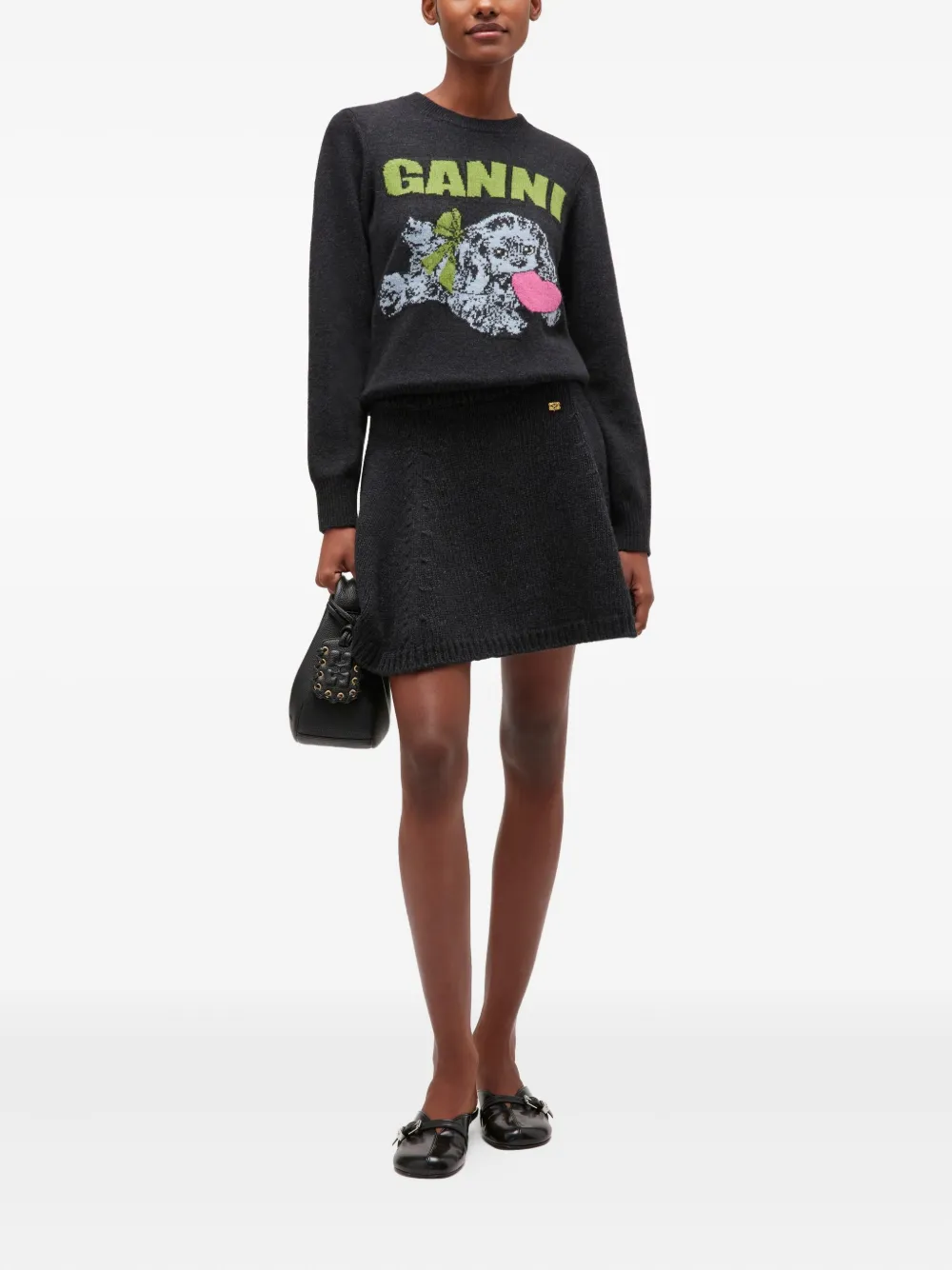 GANNI Flared mini-rok - Grijs