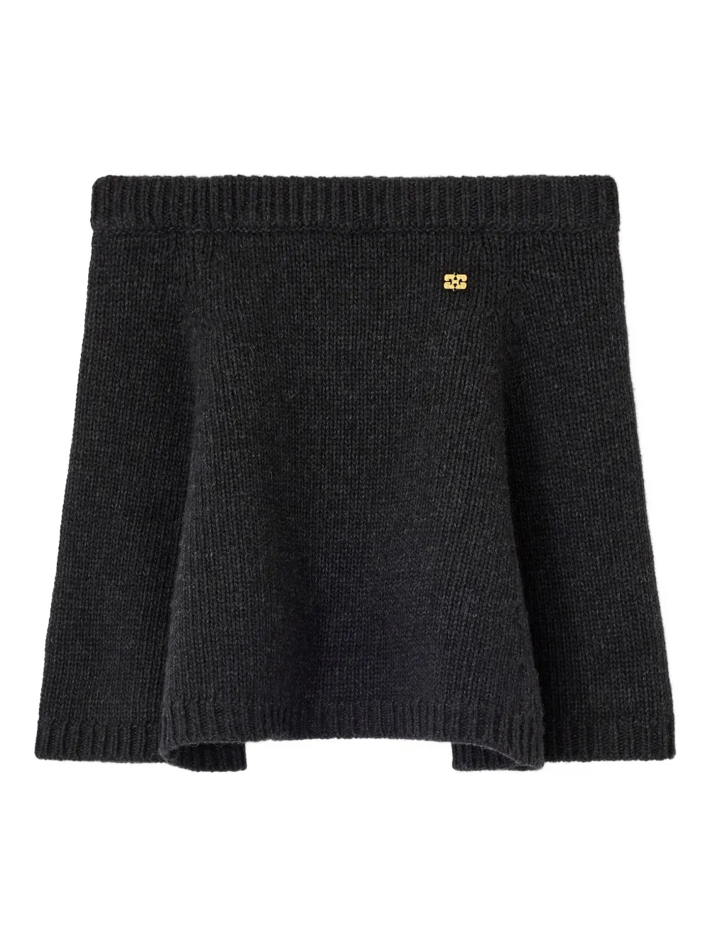 Ganni Knitted Flared Mini Skirt In Black