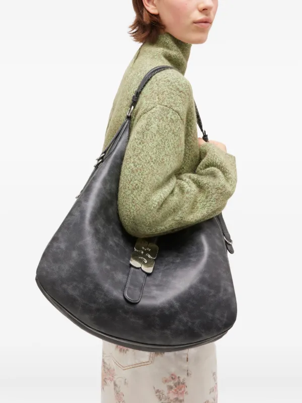 GANNI Kat フローラルバックル ショルダーバッグ S | ブラック