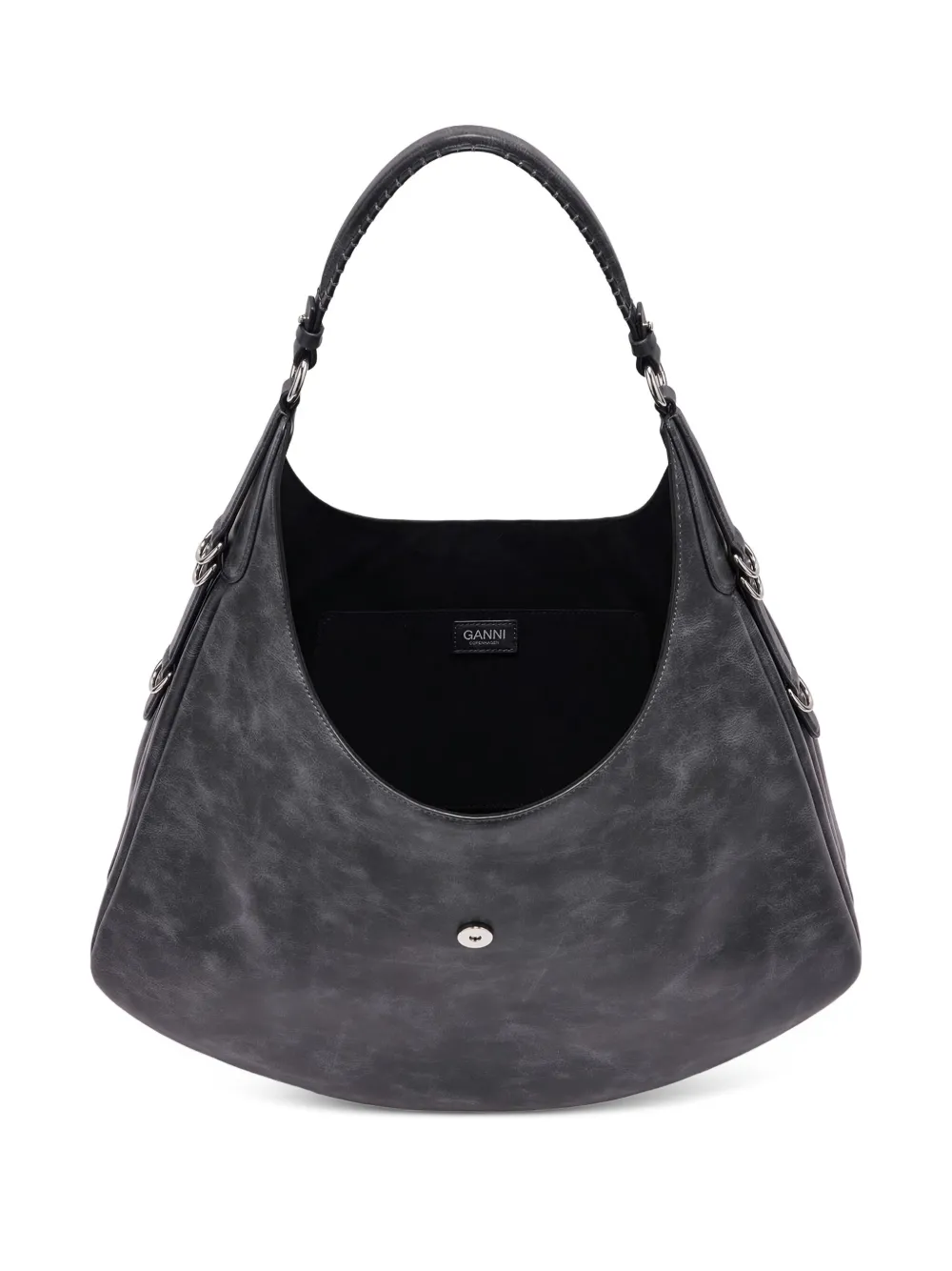 GANNI Kat kleine schoudertas met bloemgesp Zwart