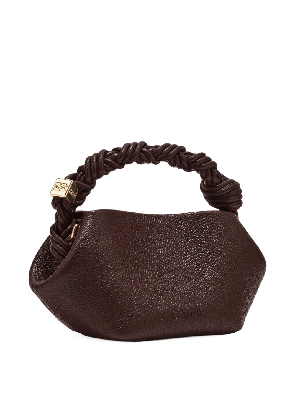 Ganni Mini Bou Twisted-handle Tote Bag In Brown