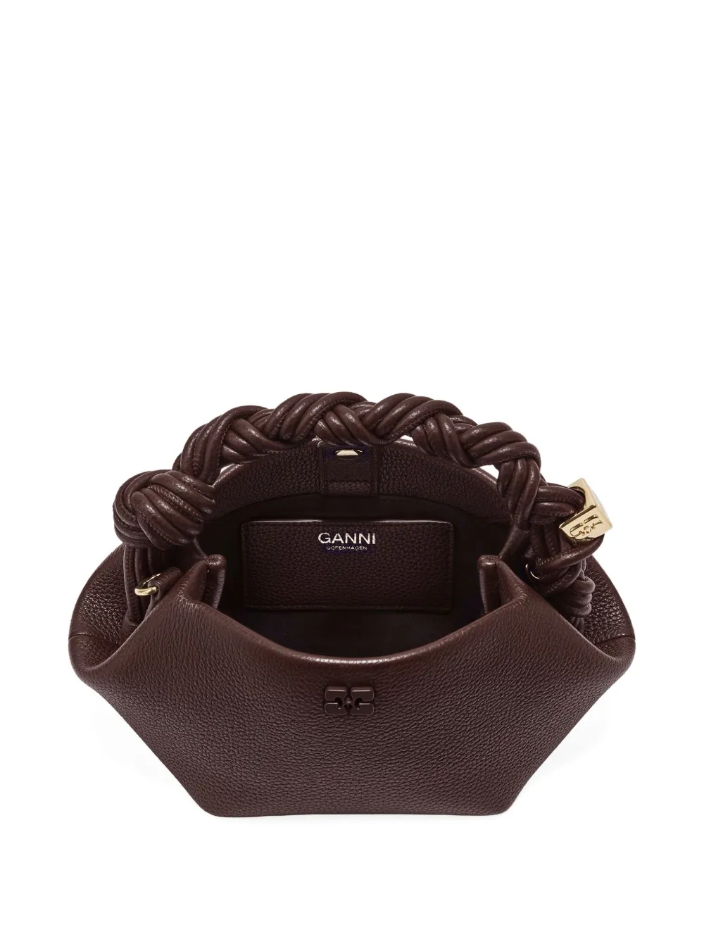 Ganni Mini Bou Twisted-handle Tote Bag In Brown