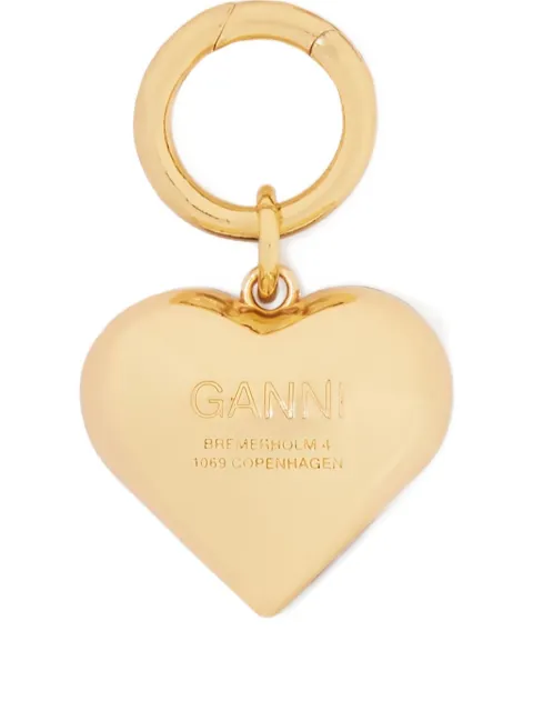 GANNI heart leopard-print keyring