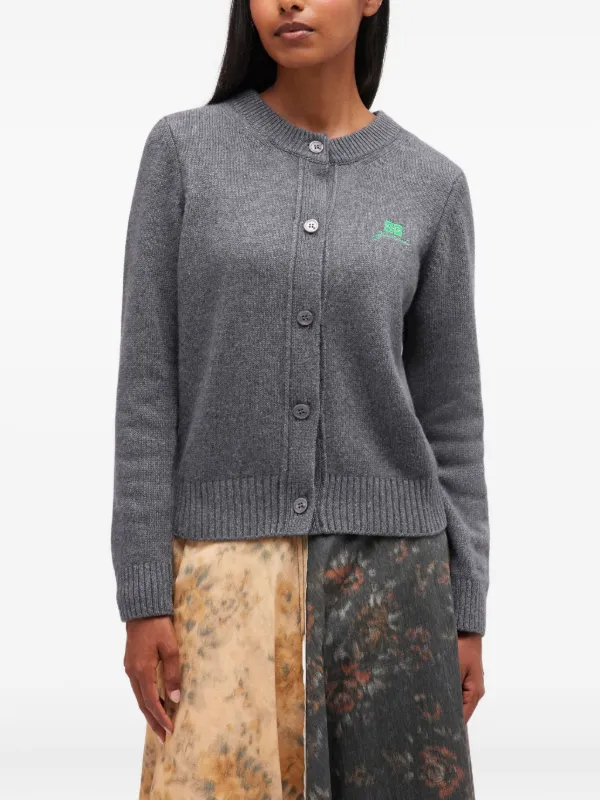 GANNI ラウンドネックカーディガン GANNI ラウンドネック カーディガン | グレー | FARFETCH JP