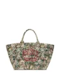 GANNI large floral-pattern tapestry-effect tote bag - Neutrals