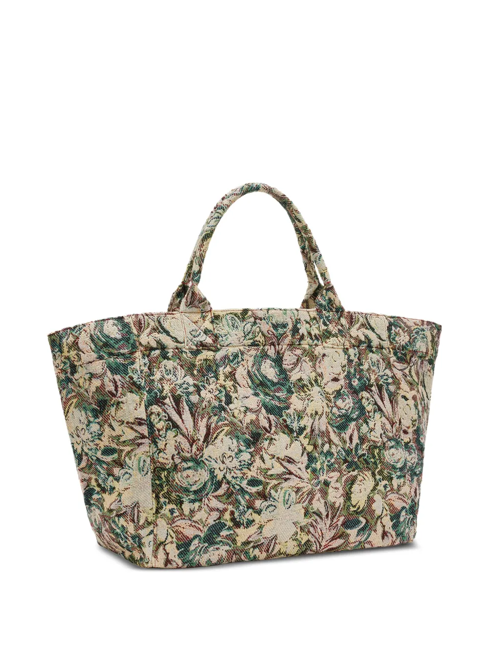 Ganni Large Floral-pattern Tapestry-effect Tote Bag In Brown