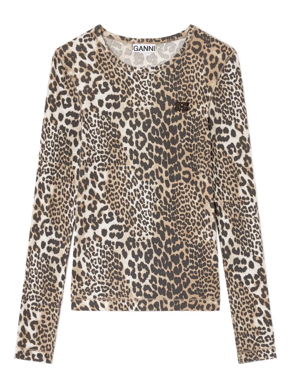 GANNI leopard long-sleeve top | Brown | Image 1