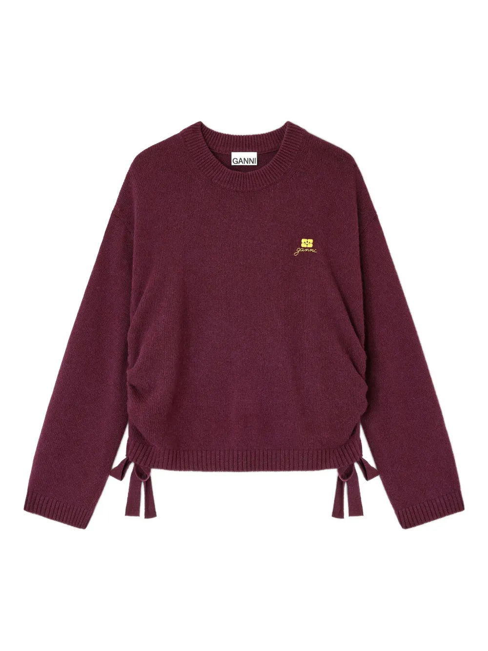 Ganni Drawstring Sweater In Purple