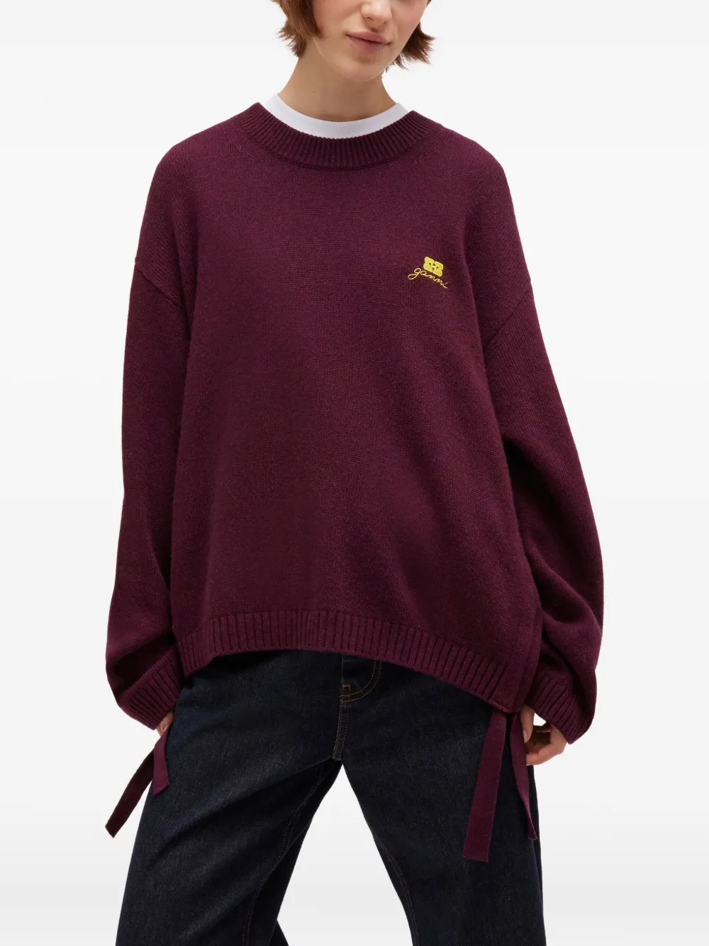 Ganni Drawstring Sweater In Purple