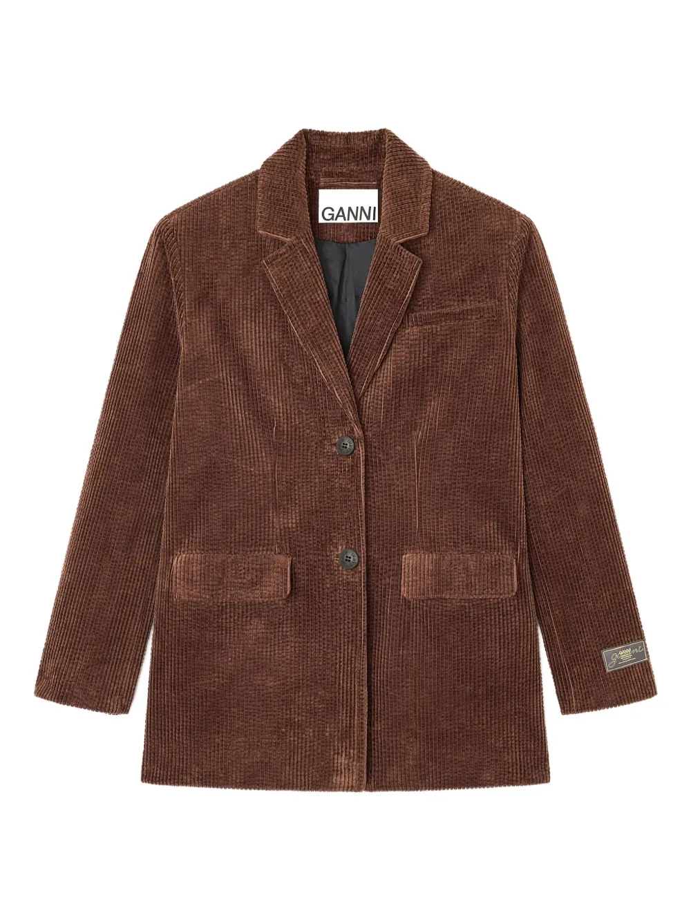 GANNI long-sleeve corduroy blazer | Brown | Image 1