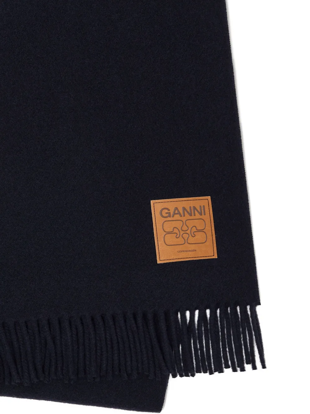 GANNI Sjaal met logoplakkaat - Zwart