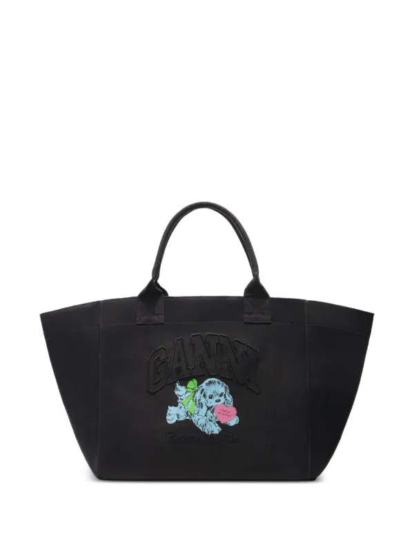 GANNI XXL キャンバス ハンドバッグ | ブラック | FARFETCH JP