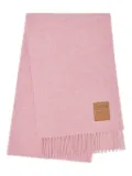 GANNI logo-patch fringed scarf - Pink