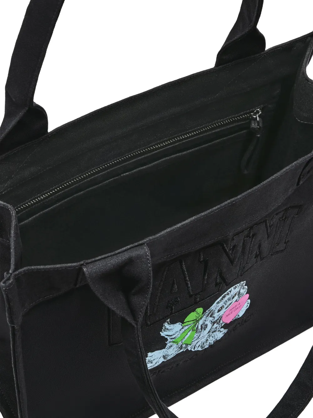 GANNI Shopper met puppyprint Zwart