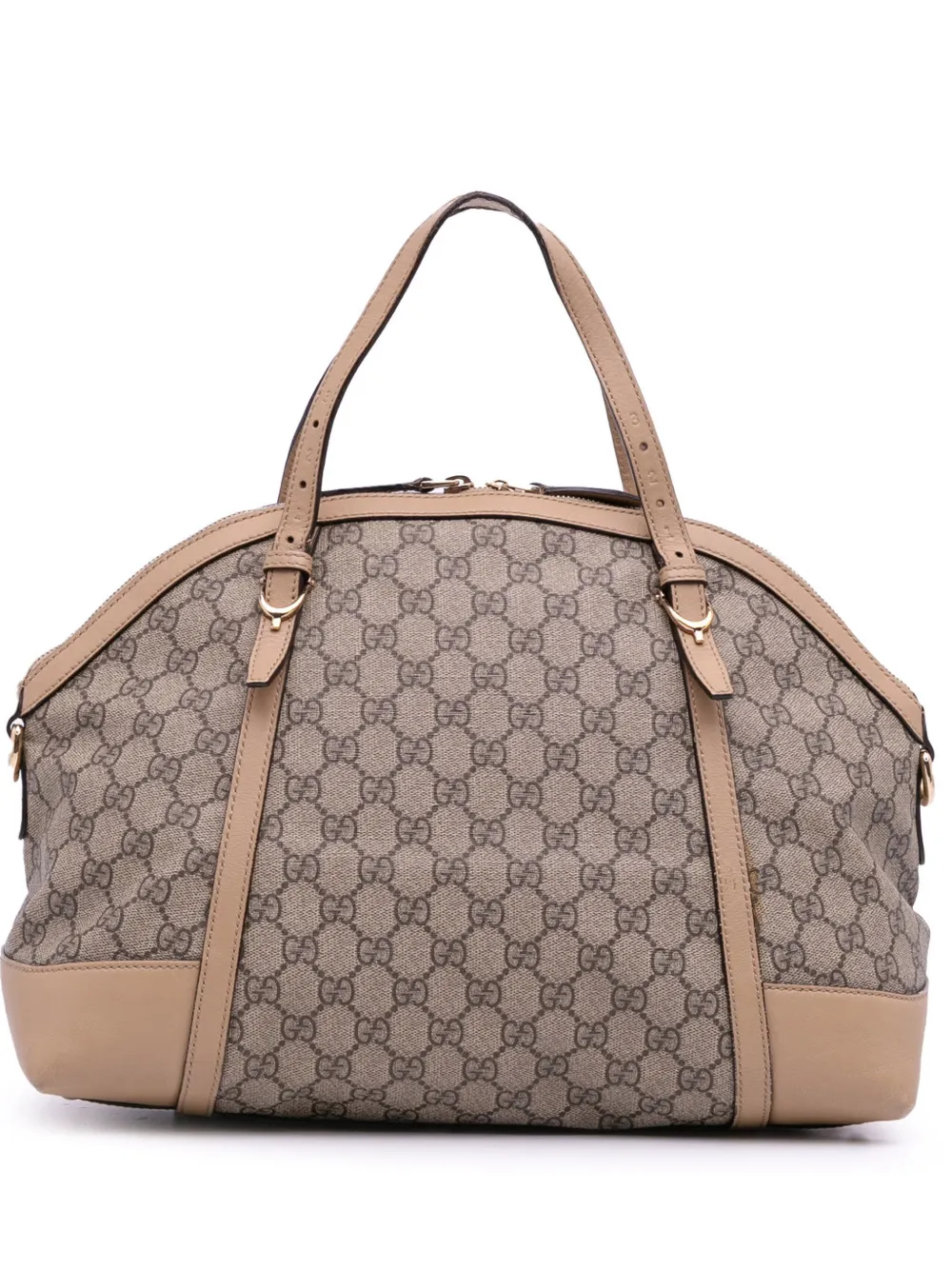 Pre-owned Gucci 2016-2025 Large Gg Supreme Nice Dome Satchel In Brown