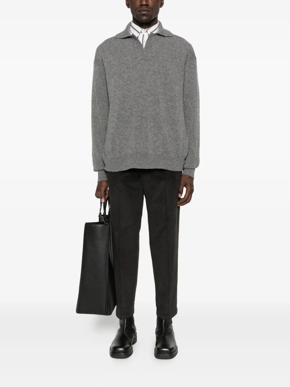 Roberto Collina v-neck sweater Grijs