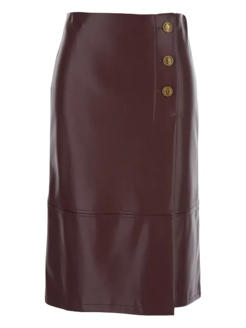 TWINSET button-detailed leather midi skirt