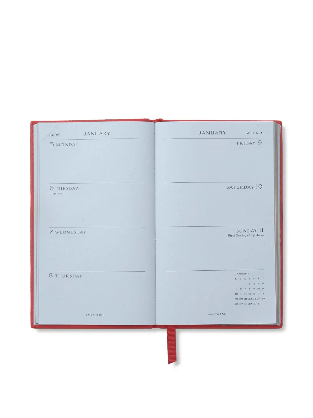 Smythson 2026 Panama Weekly Diary In Red