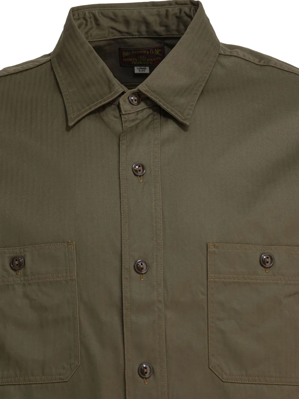  Buzz Ricksons Herringbone Cotton Shirt - Green 