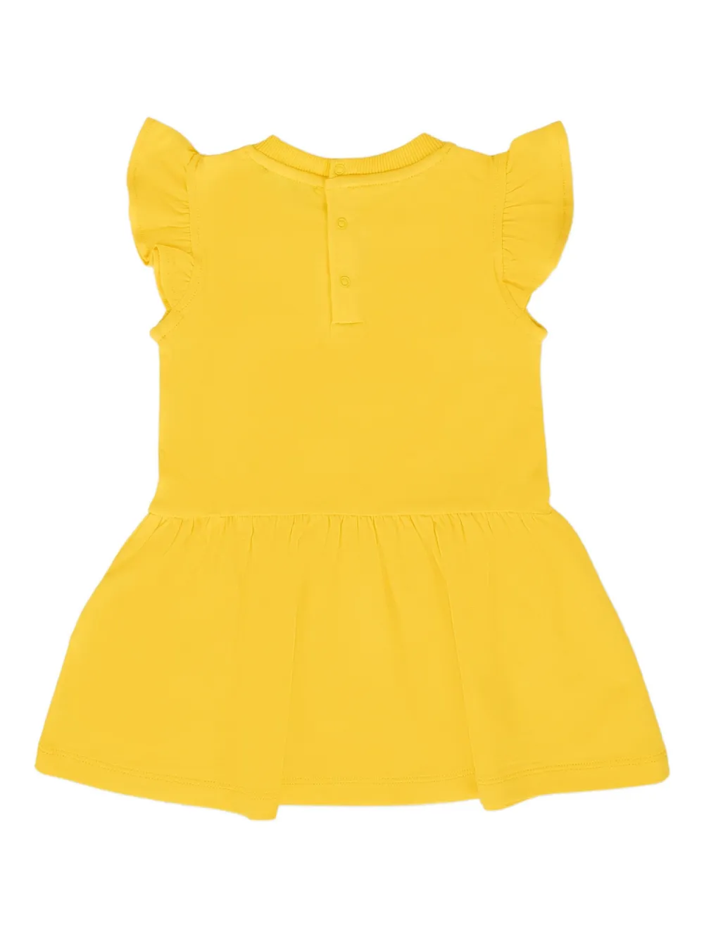 Moschino Kids ruffled-sleeved logo dress - Geel