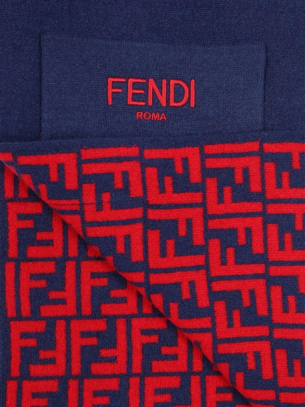 Fendi Kids Sjaal met geborduurd logo Blauw