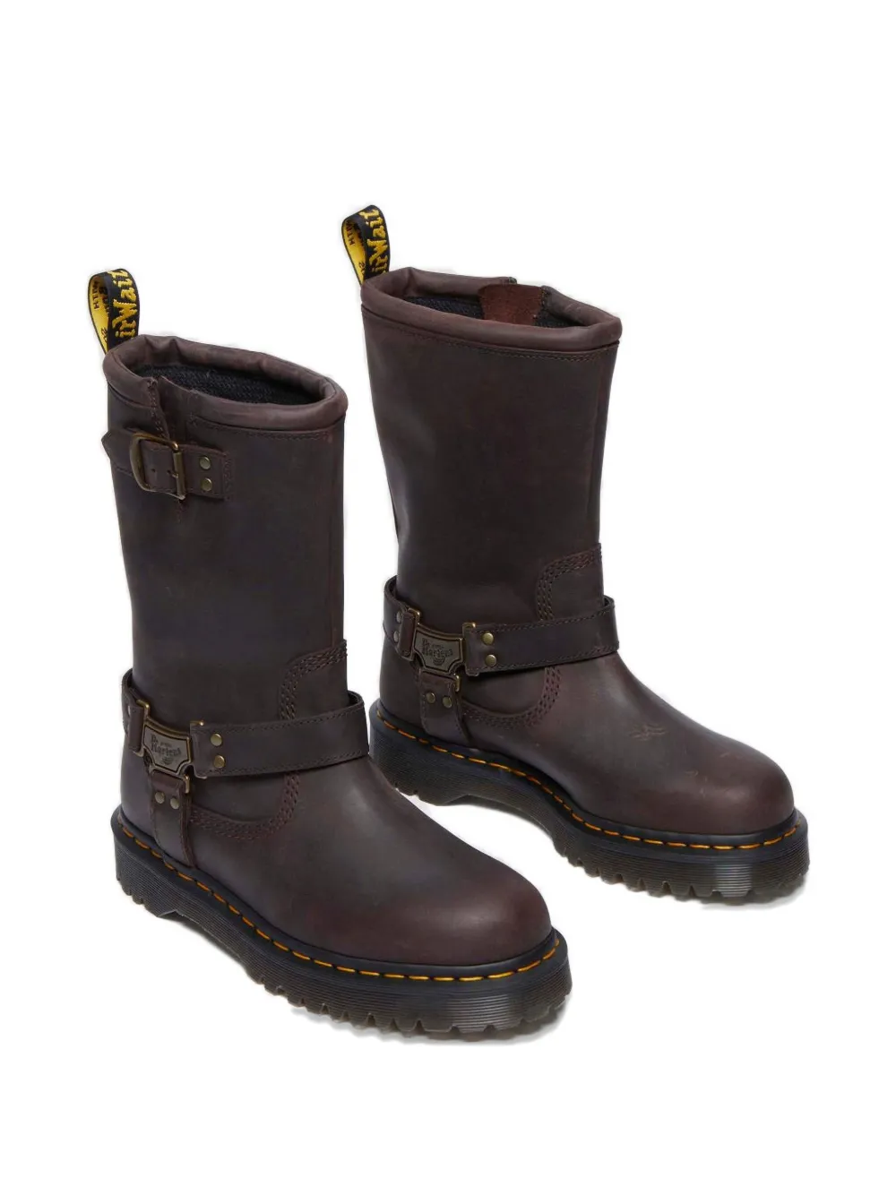 Dr. Martens Anistone Hi Buckle-strap Biker Boots In Brown