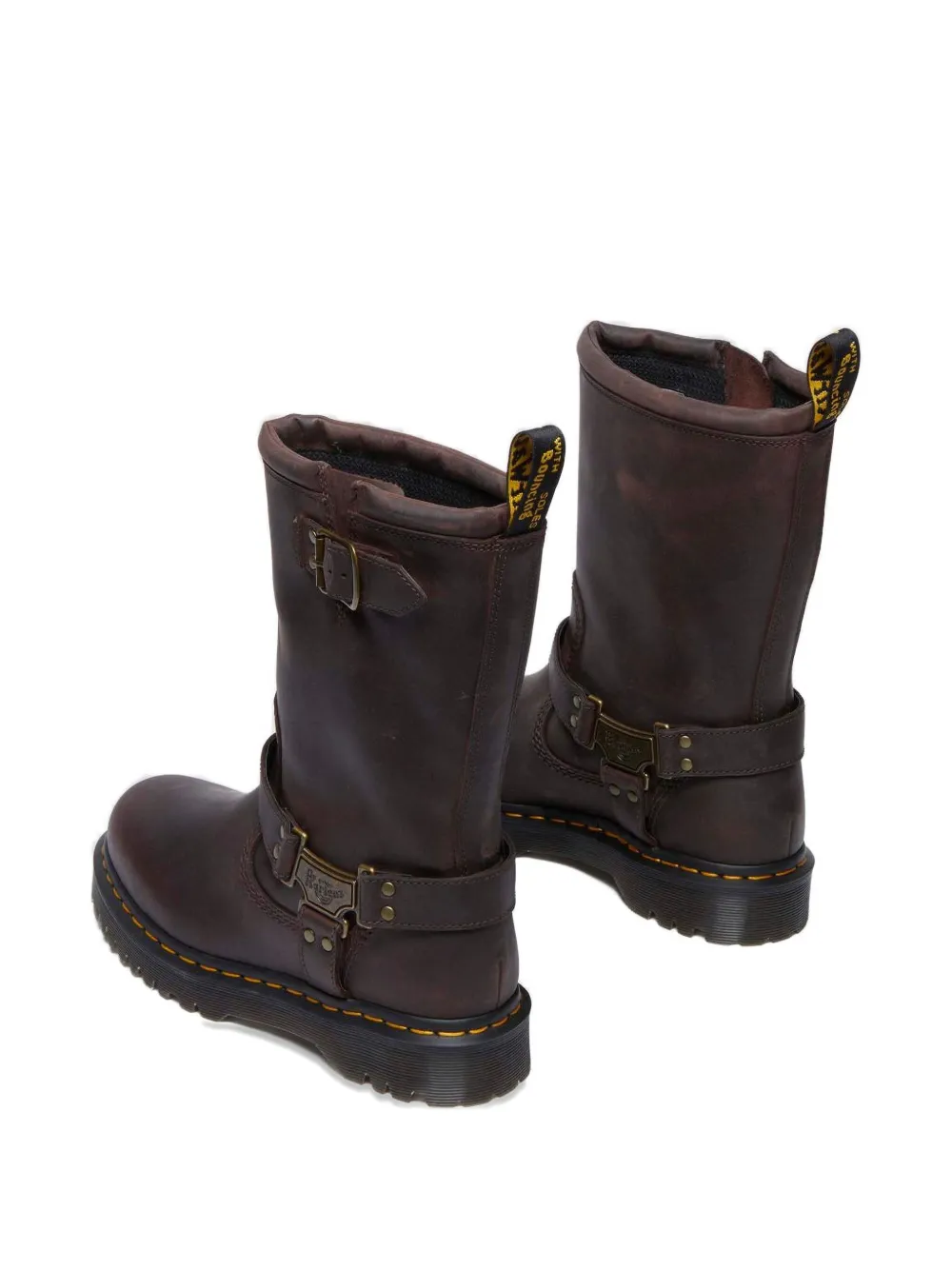 Dr. Martens Anistone Hi Buckle-strap Biker Boots In Brown