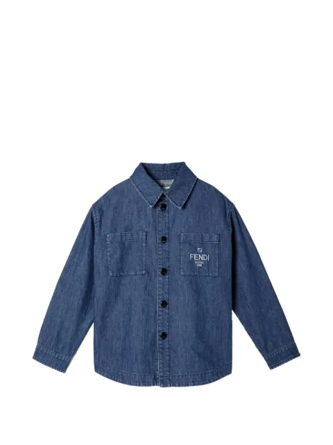 Fendi Kids camisa de mezclilla con logo bordado