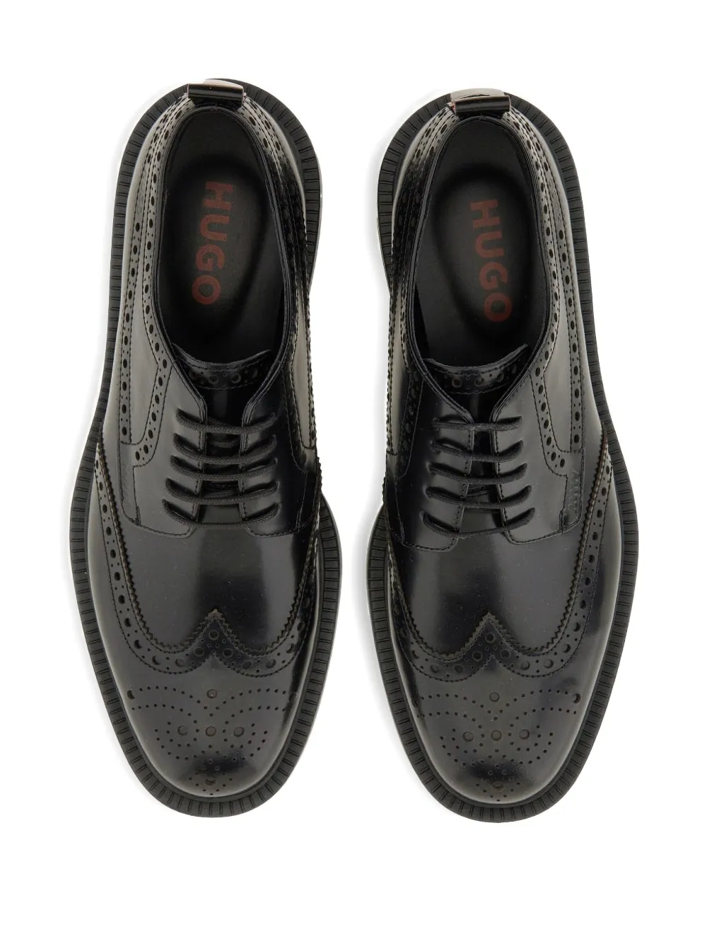 HUGO Brogue Lace-up Loafers Zwart