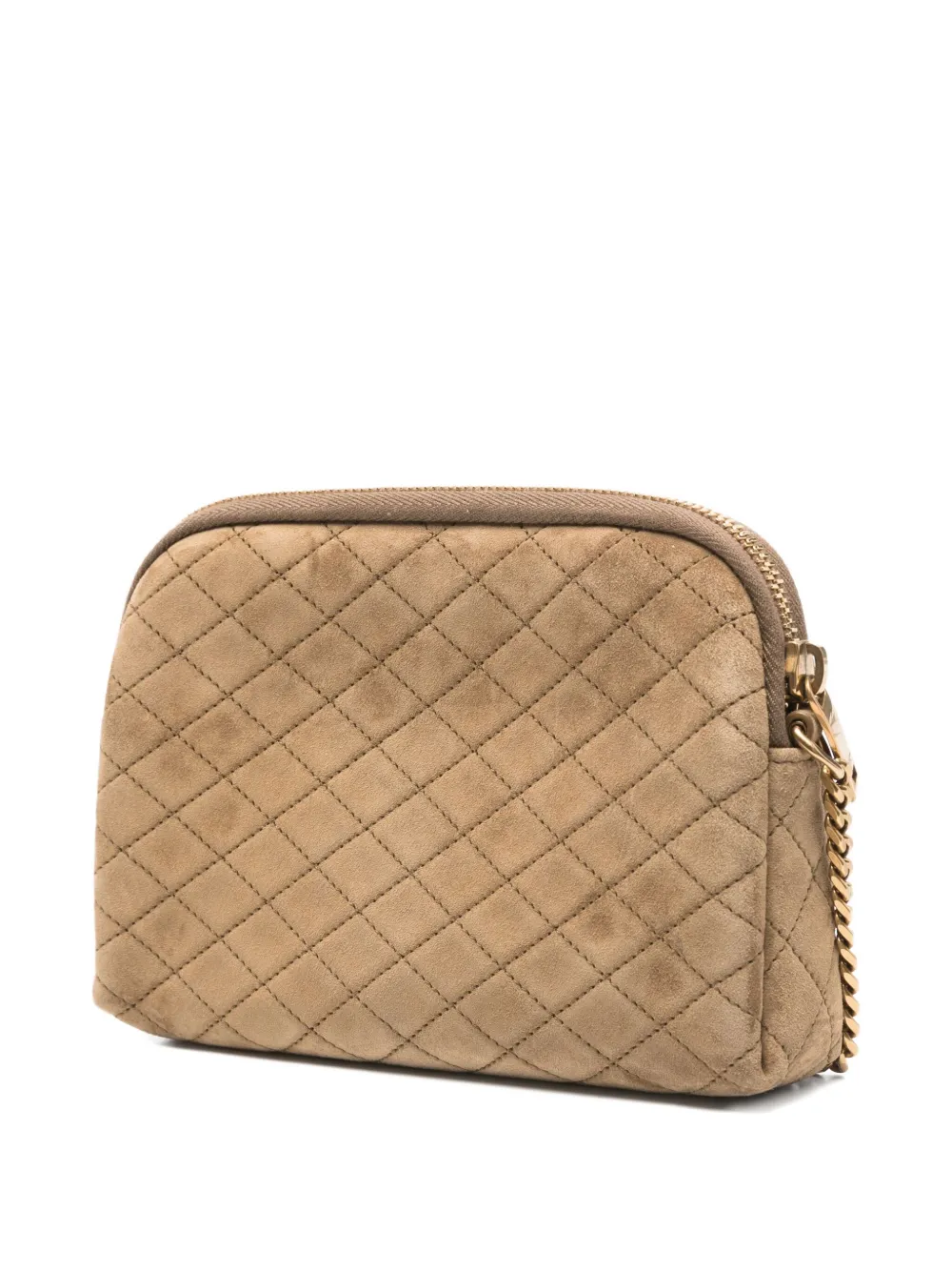 Saint Laurent Quilted Logo-plaque Shoulder Bag In Brown