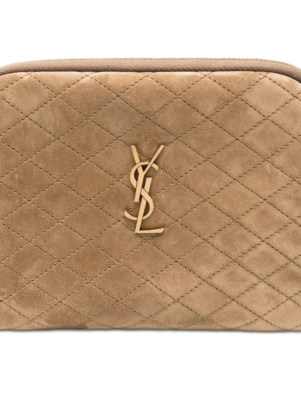 Saint Laurent Quilted Logo-plaque Shoulder Bag In Brown