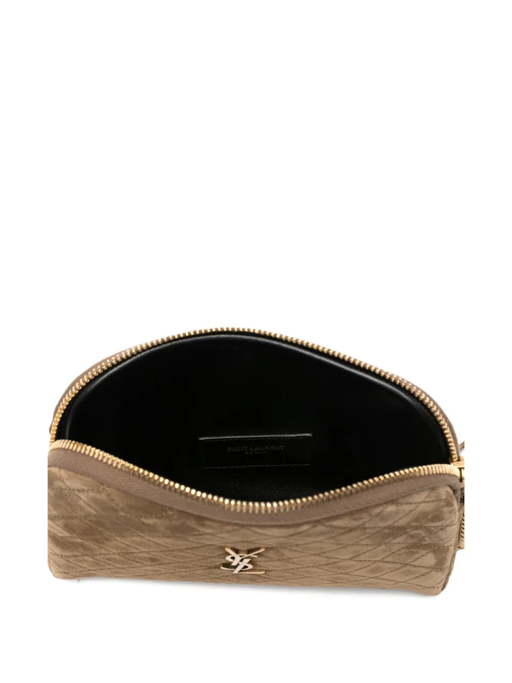 Saint Laurent Quilted Logo-plaque Shoulder Bag In Brown