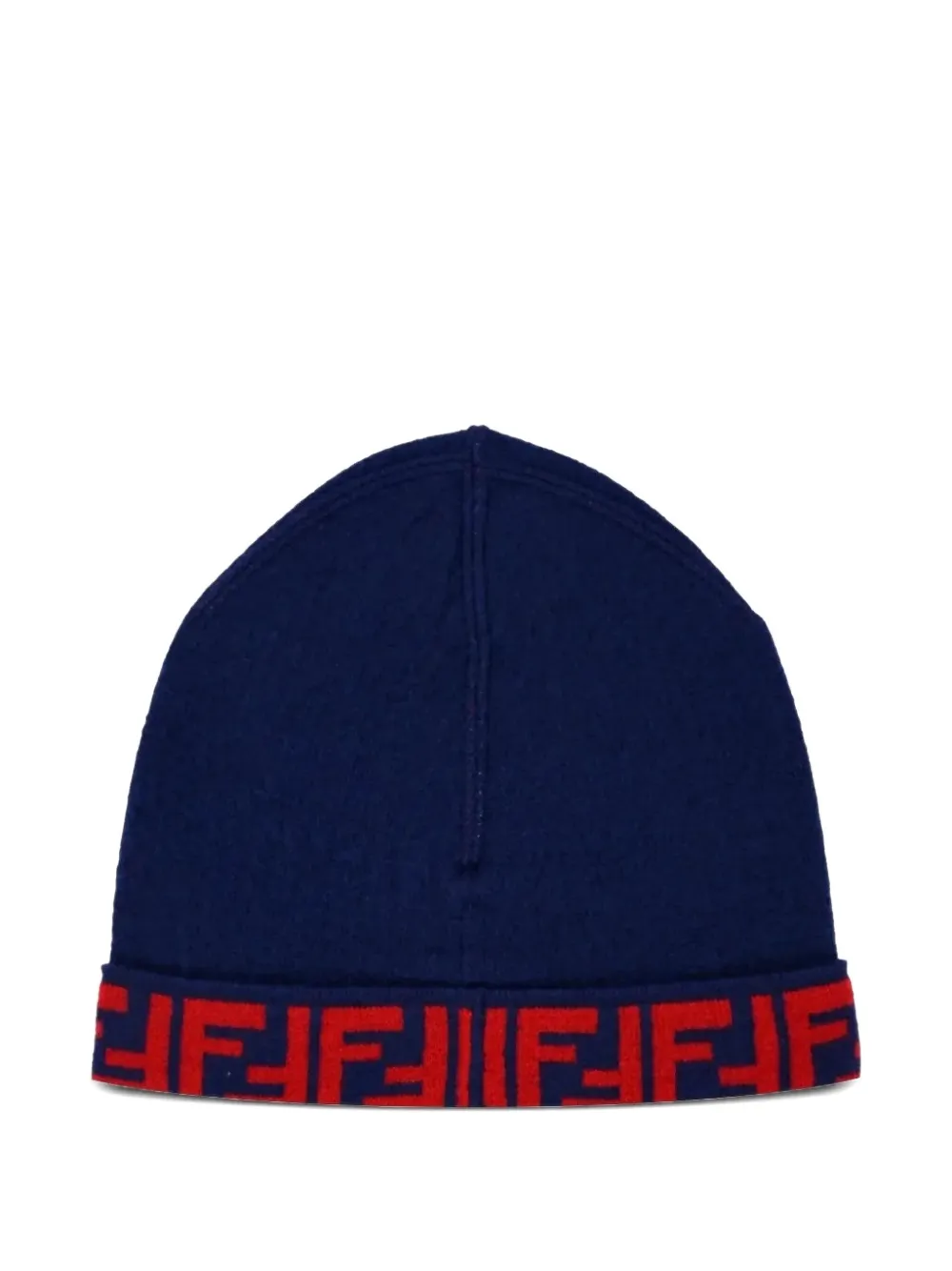 Fendi Kids logo trim beanie hat - Blauw