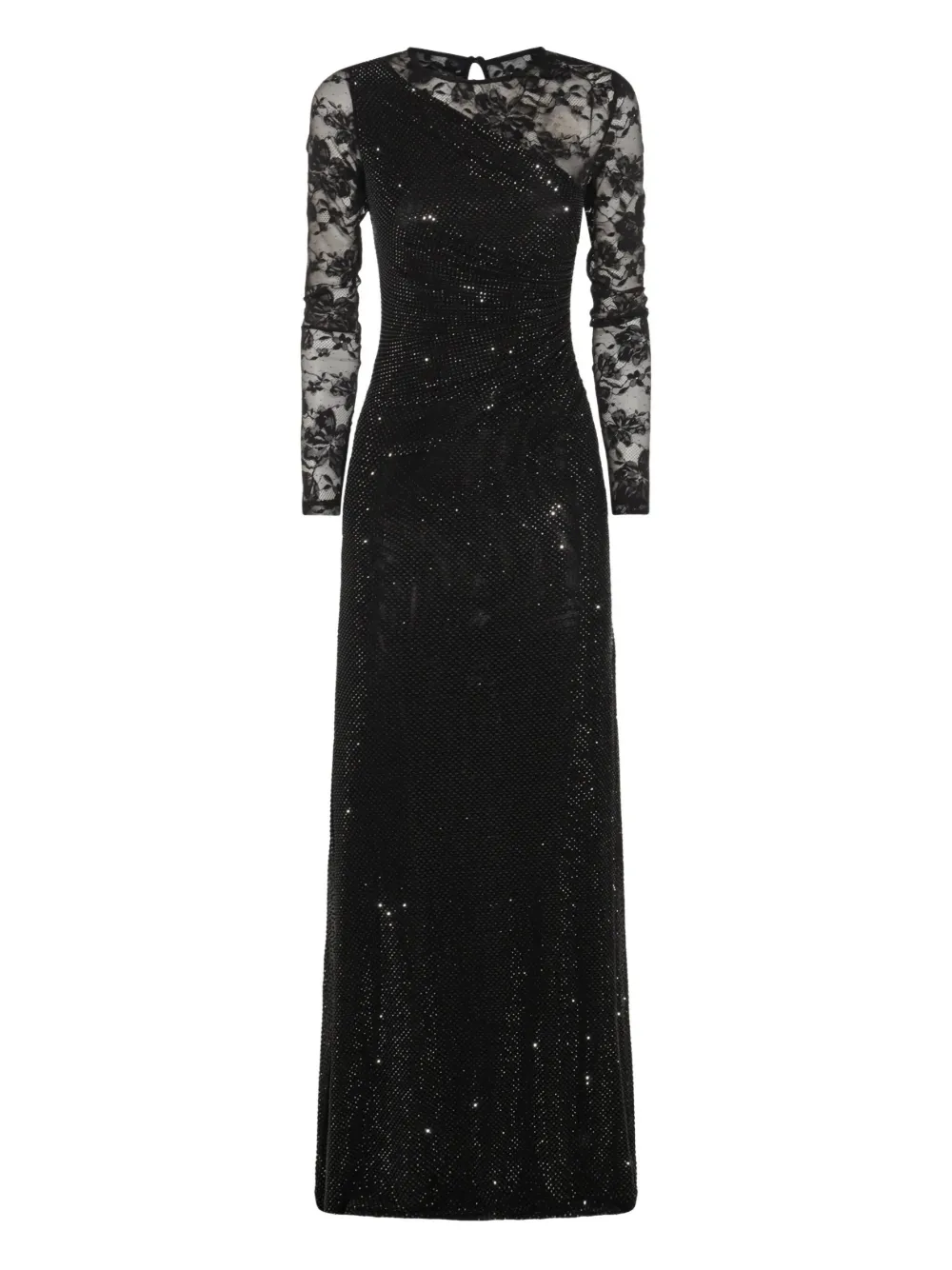 Self-Portrait rhinestone-embellished long-sleeve maxi dress Zwart