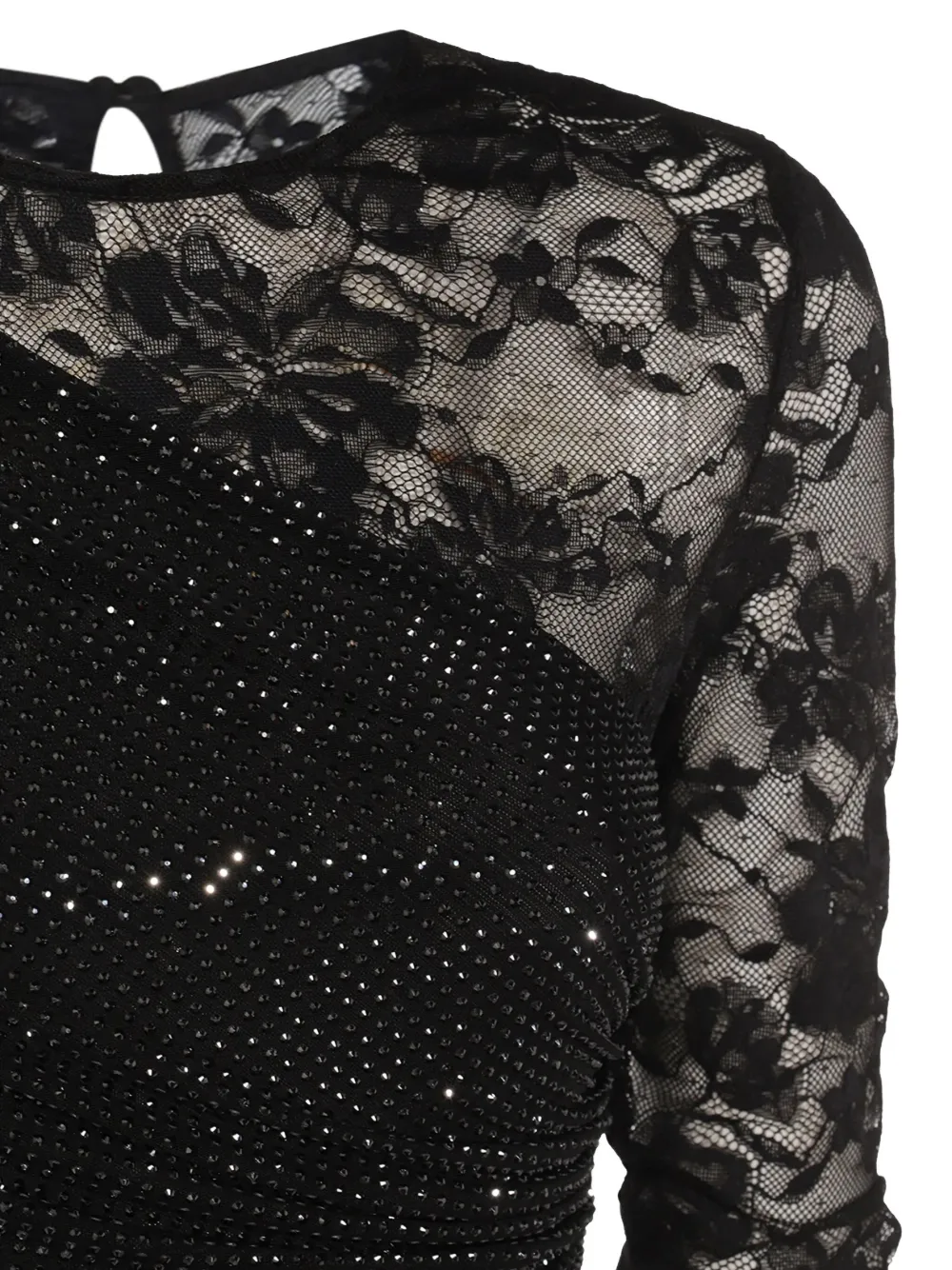 Self-Portrait rhinestone-embellished long-sleeve maxi dress Zwart