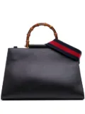 Gucci Pre-Owned 2016-2025 Medium Leather Bamboo Nymphaea satchel - Black