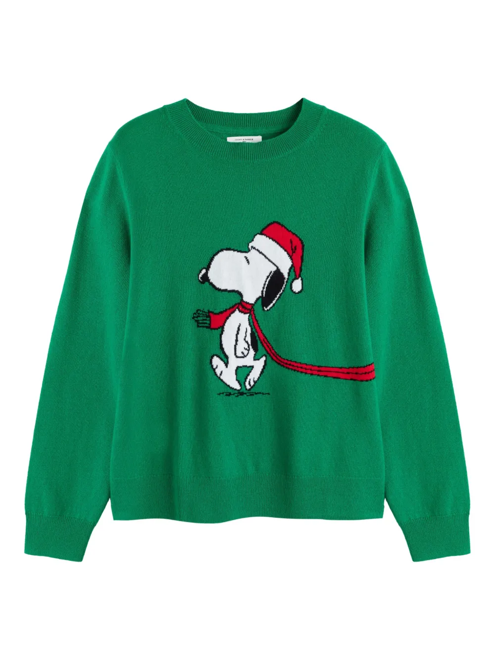 Chinti & Parker Wool-cashmere Holiday Snoopy Sweater In Green