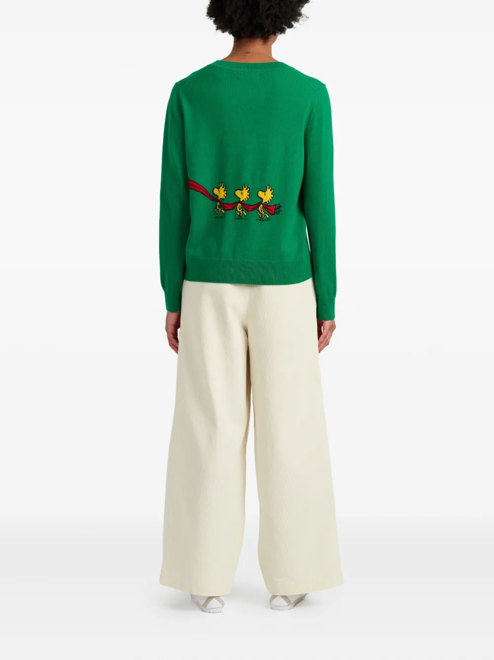 Chinti & Parker Wool-cashmere Holiday Snoopy Sweater In Green