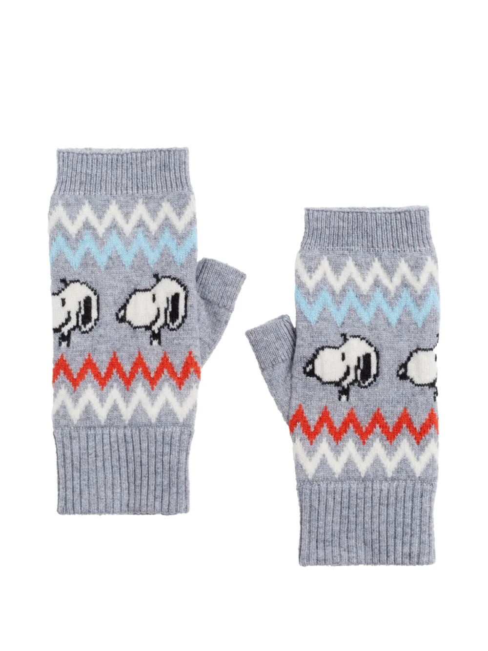 Chinti & Parker Snoopy Ski Fingerless Gloves In Gray