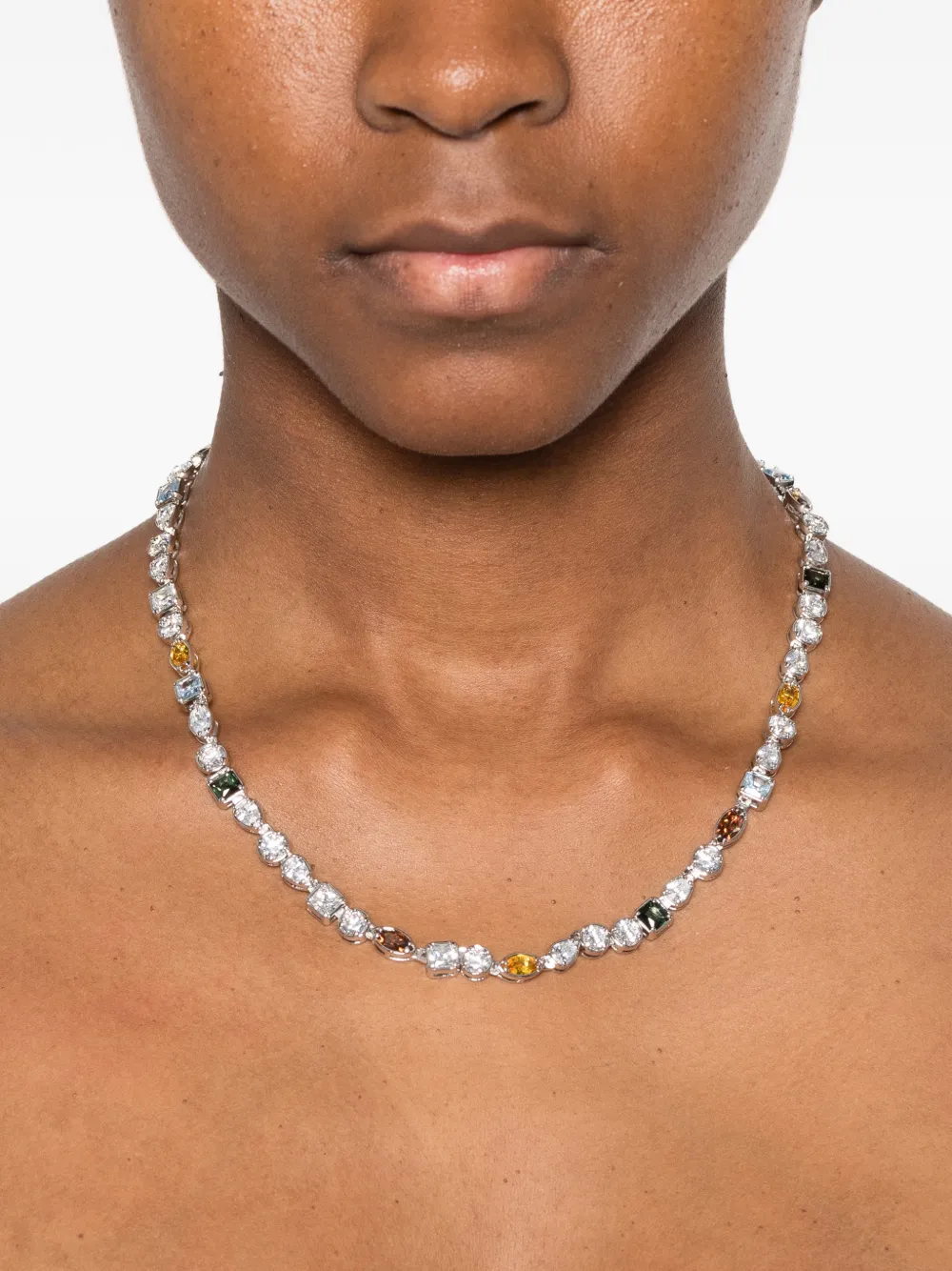 Darkai Mixed Stones Necklace In Silver