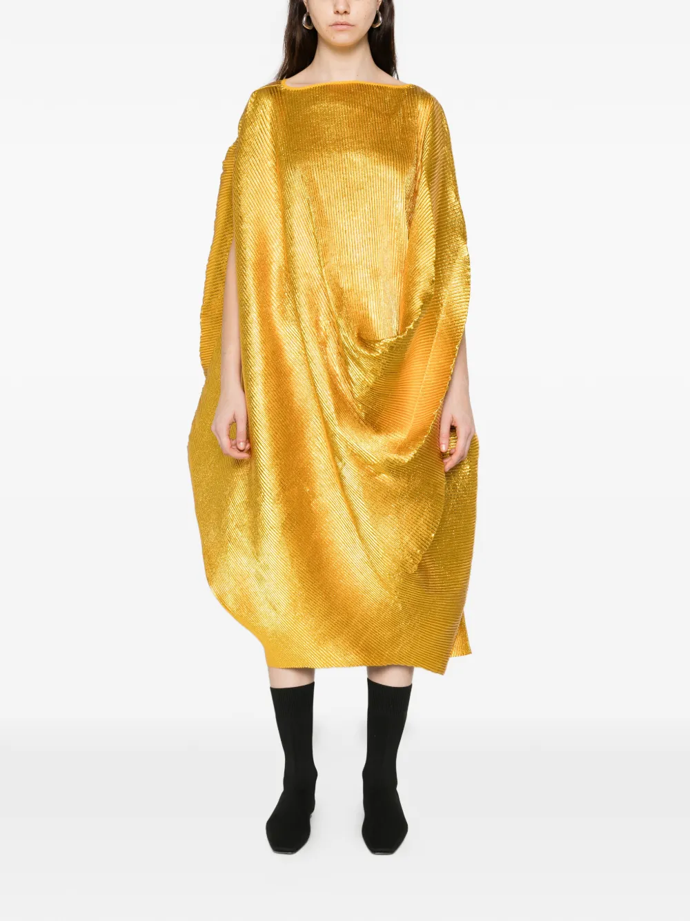 Melitta Baumeister pleated metallic midi dress - Goud