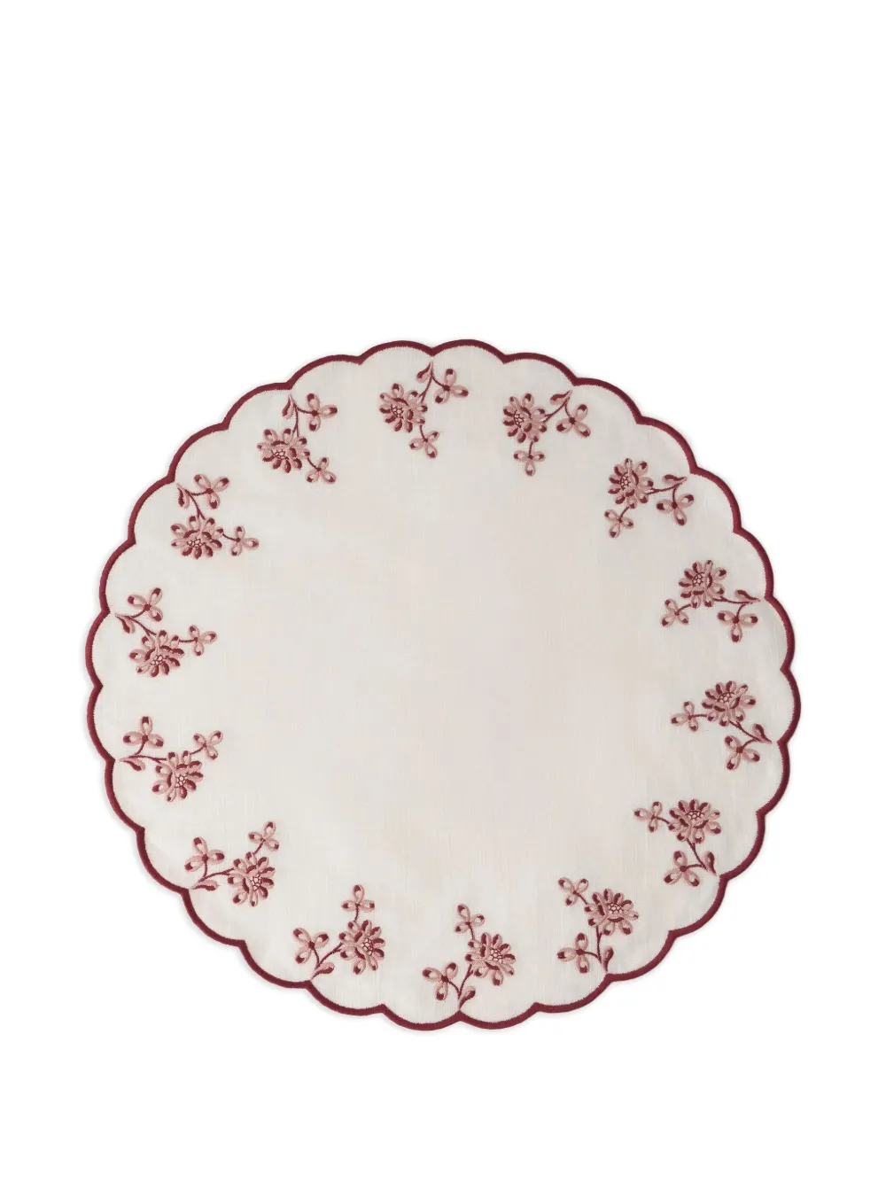 Cabana Botanica embroidered round linen placemat | White | Image 1
