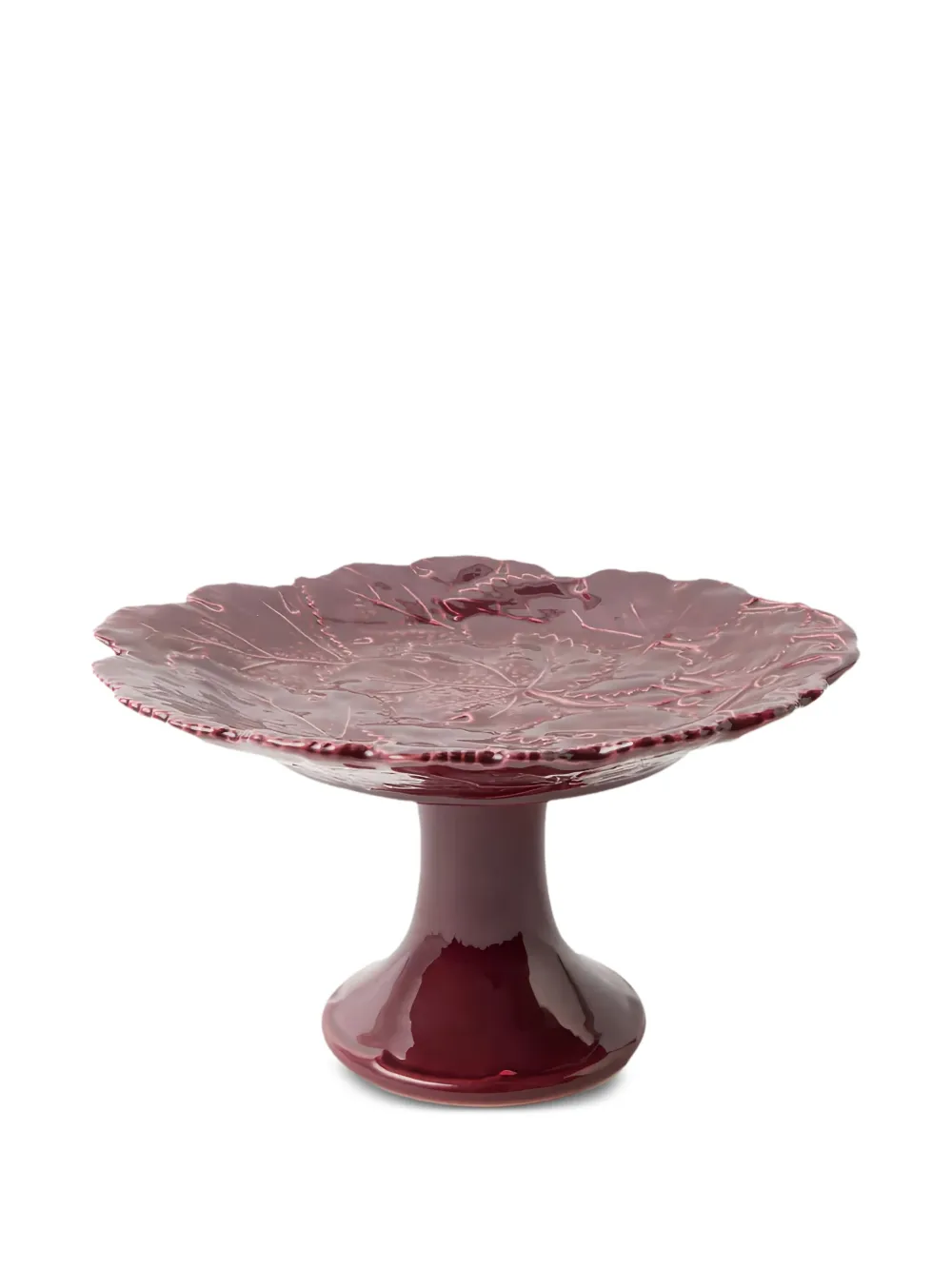 Cabana Vine Leaf Cake Stand In Burgundy