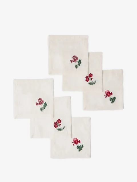 Cabana Floral Medley embroidered cocktail linen napkins (pack of six)
