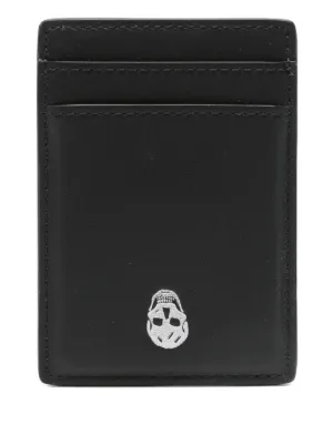 Alexander McQueen McQueen Magnetic Leather Card Holder | Black