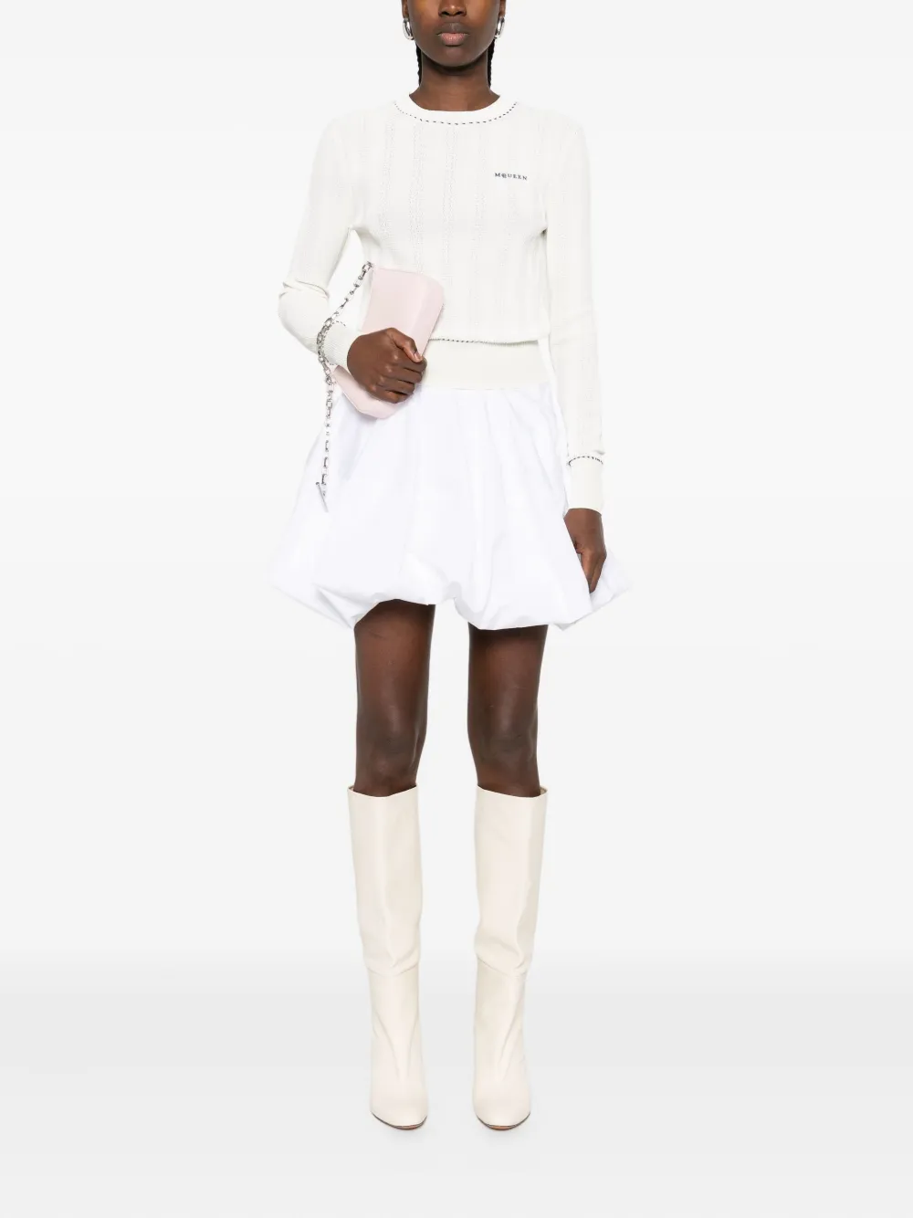 Alexander McQueen Top met geborduurd logo Wit