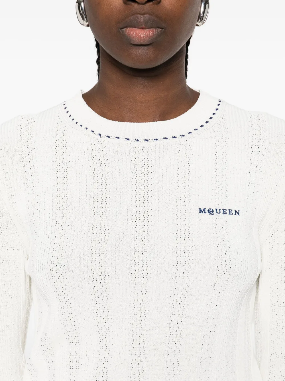 Alexander McQueen Top met geborduurd logo Wit